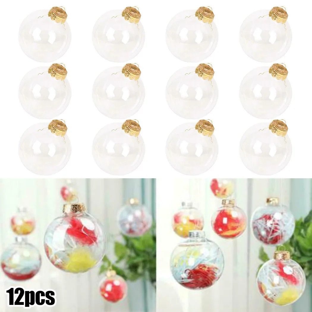 

12Pcs Clear Plastic Balls Baubles Fillable Christmas Tree Ornaments Xmas Pendant Xmas Tree Balls Ornaments Xmas Hanging Pendant