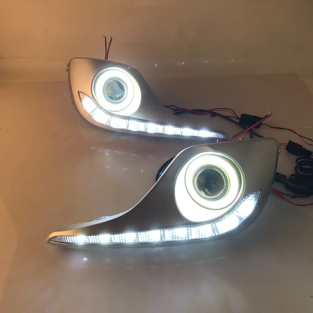 Противотуманная фара в сборе Osmrk для Toyota Highlander cob angel eye светодиодные дневные