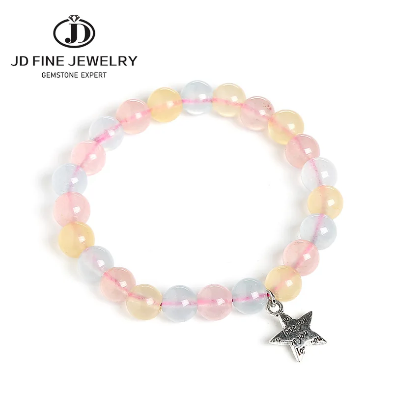 Оптовая продажа женский браслет JD 8 мм с Морганом нефритом звездой браслеты