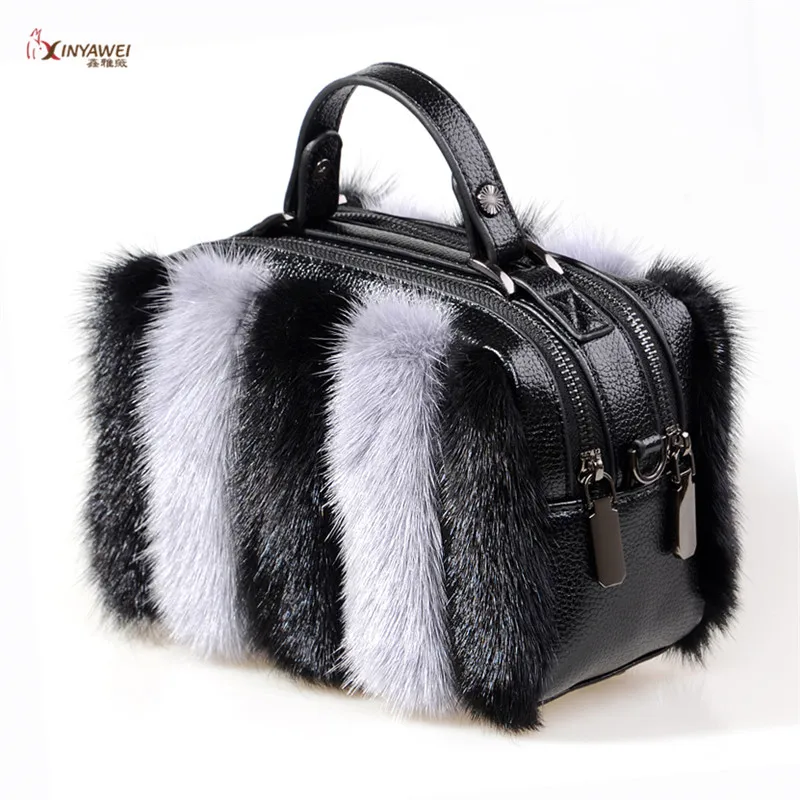 Ladies Mink Shoulder Bag Fur Bag Ladies 2021 New Brand Designer Handbag Chain Messenger Bag Women Top-Handle Bags