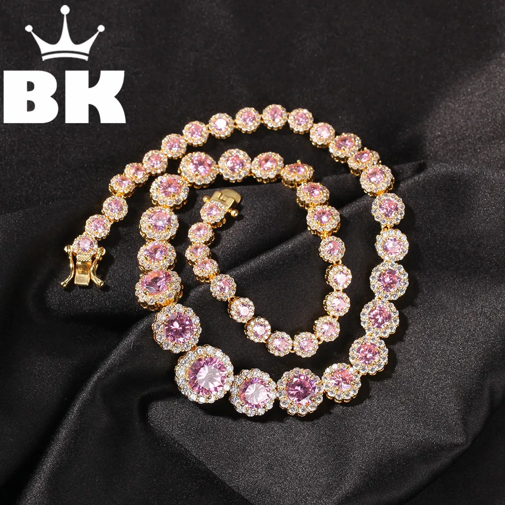 

THE BLING KING Rose Gem MaxStone14mm Zirconia Lovely Top Quality Hiphop Necklace Luxury Full Iced Out CZ Jewelry For Men Women