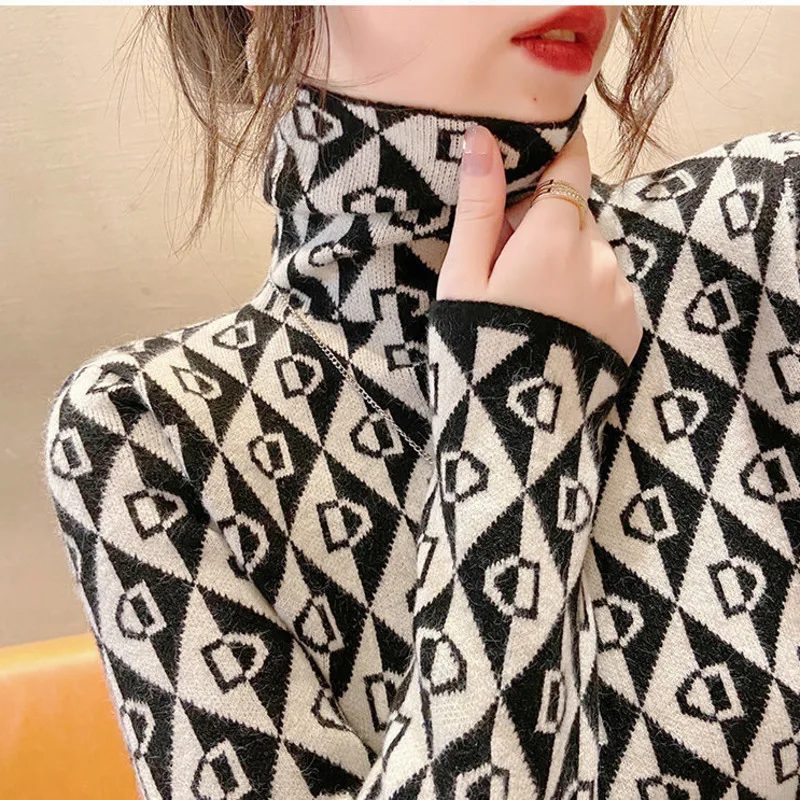 Свитер в клетку с воротником гусиные лапки роскошная шикарная рубашка пуловер