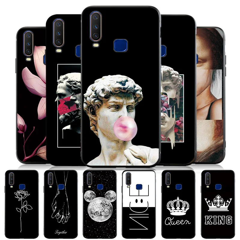 ДЛЯ ViVO Y17 чехол Mad Funny David Mona Lisa черный ТПУ силиконовый для VIVO Y15 Y12 Y3 Vivo U3X U10 |