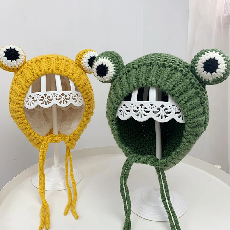 Winter Cute Children Frog Hat Crochet Knitted Hat Costume  Cap Baby Kids Gift Hip-hop Cap Party Photography Prop Fashionable