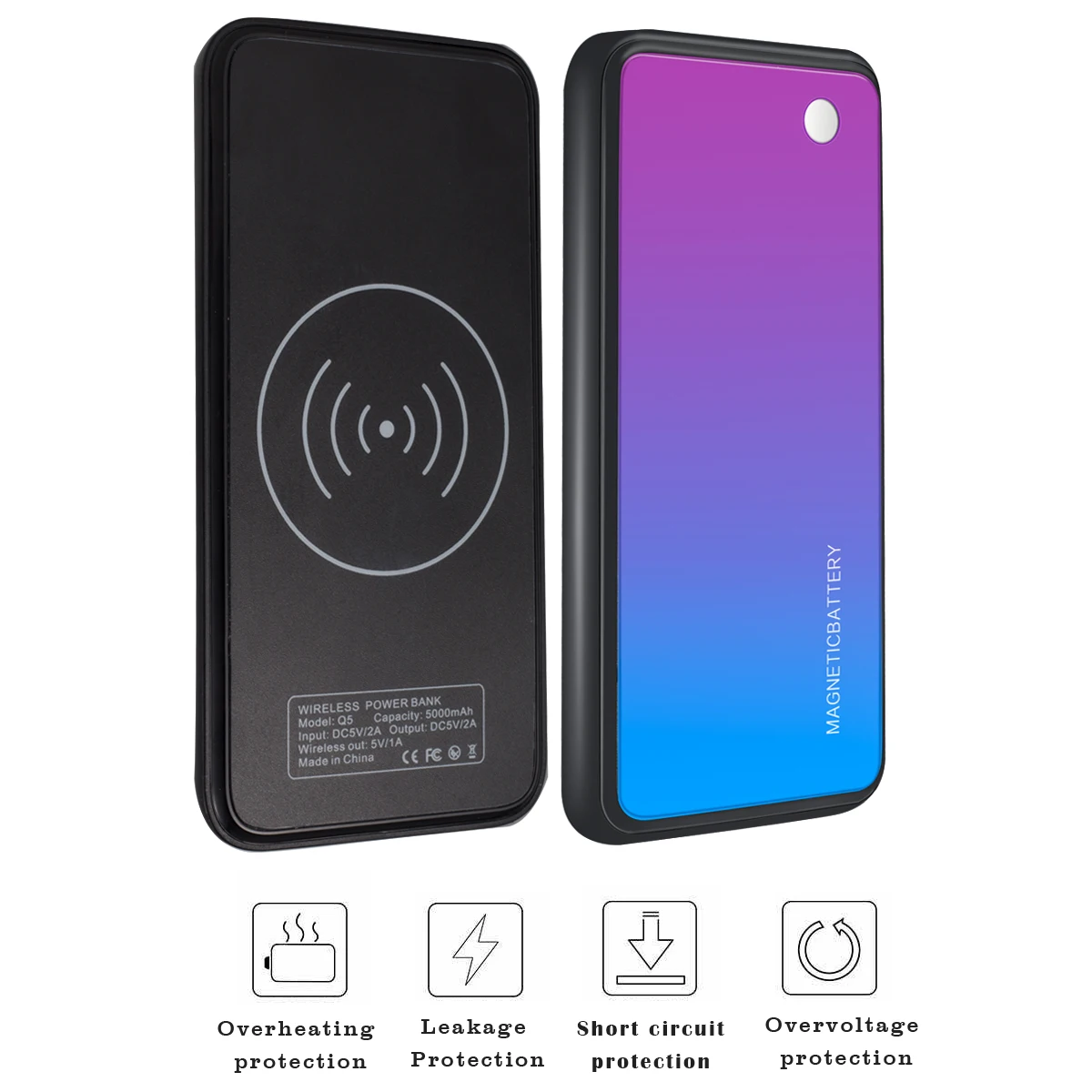 For iPhone 11/11 Pro/11 Pro Max/X/XS/XR/XS Max/7/8/7 Plus/8 plus Case with 5000mAh Wireless Power Bank Battery Charger Capa |