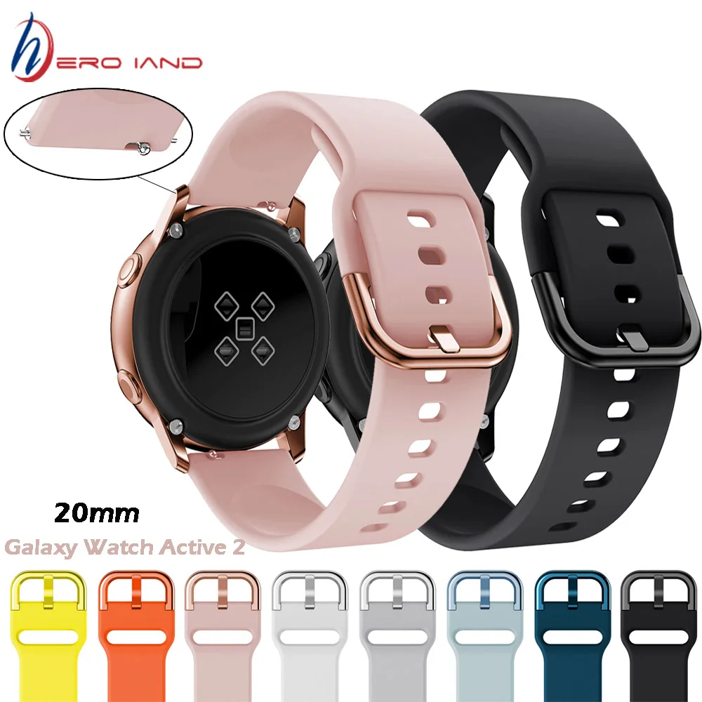 

20mm Silicone Strap For Samsung Galaxy Watch 42mm Active 2 Gear S2 Classic Sport Band For Huami Amazfit Bip Watchbands Correa