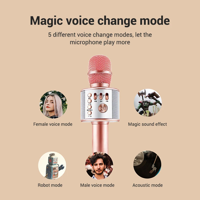 

Hot Bluetooth Karaoke Microphone Wireless Handheld Microphone for Music Playing Singing Speaker Player MVI-ing