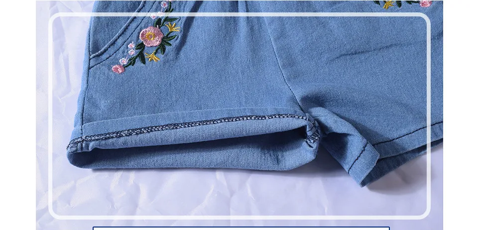 Летние шорты для маленьких девочек 2019 хлопок мягкие детские джинсовые с вышивкой