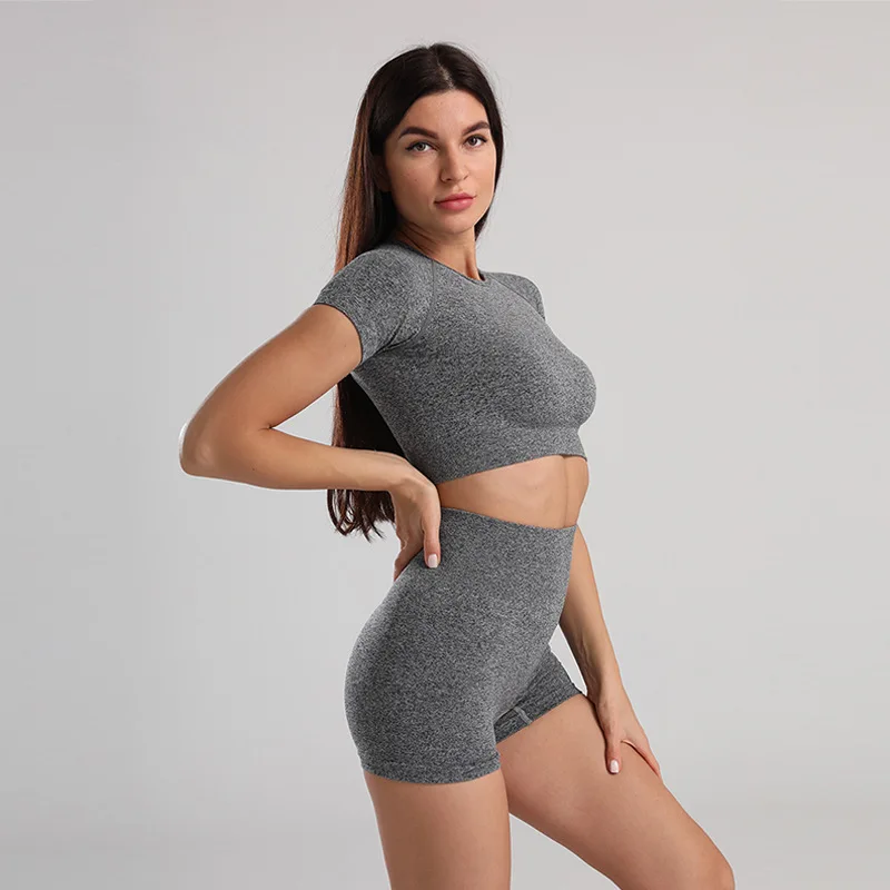 

Women Seamless Yoga Set Fitness Shorts Outfit 2 Piece Set Sportswear Woman Yoga Shirts Leggings Womens Gym Clothing Tracksuit