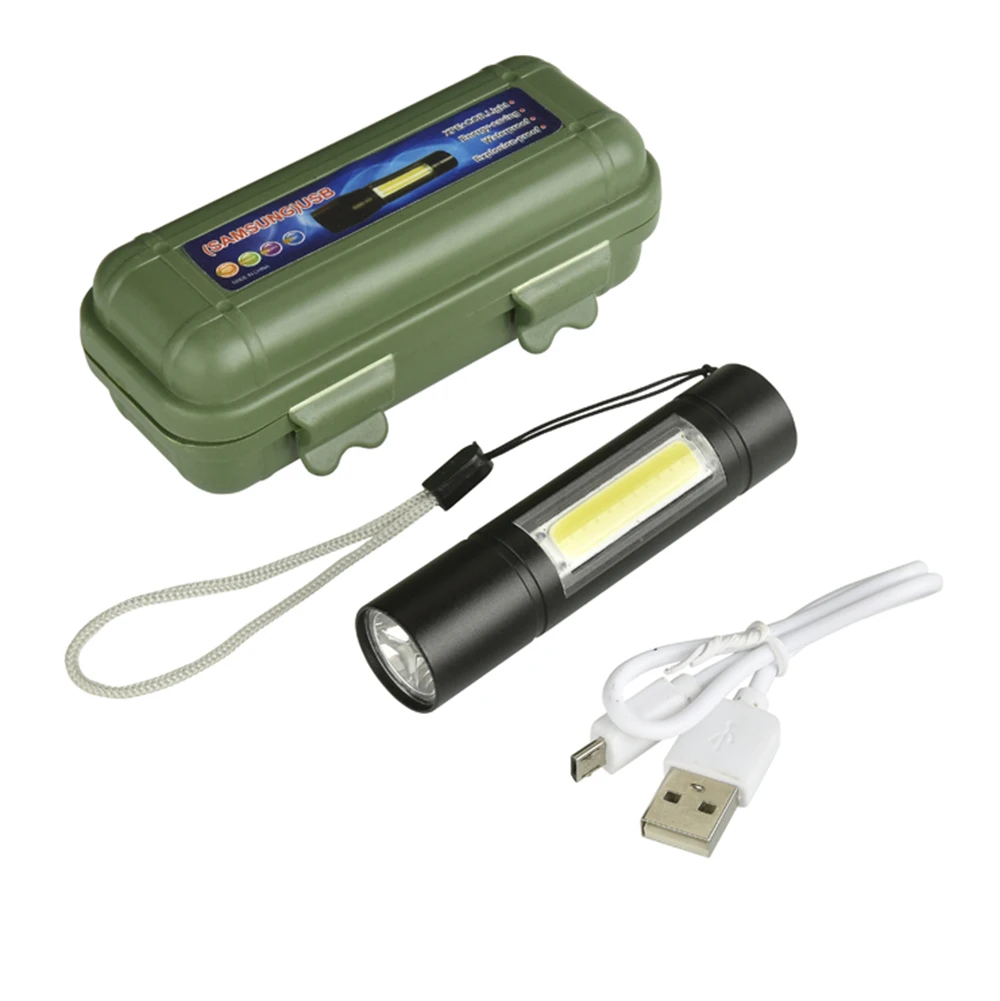 Mini LED Flashlight Built-in 14500 USB Rechargeable Q5+COB 3 Modes Torch Linterna Fishing Light Hunting Lamp | Лампы и освещение