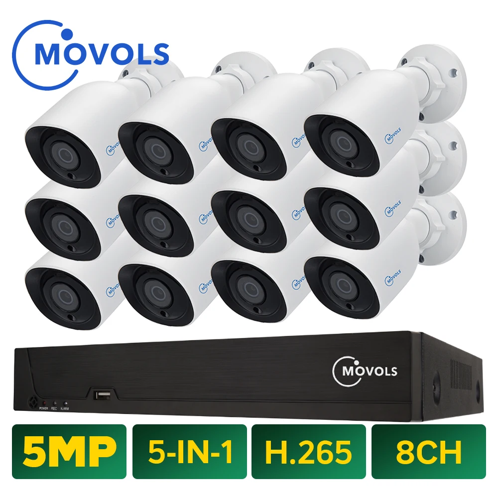 Система видеонаблюдения MOVOLS 5 МП 16 каналов H.265 XVR HD 12x5 Мп 2560x1920 | Безопасность и