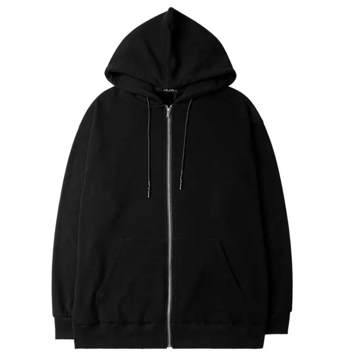 

New style Men's spring black hooded zipper jacket