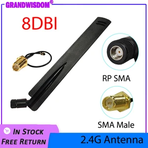 Антенна Wi-Fi 2,4 ГГц, антенна 8 дБи, разъем штырь 2,4 ГГц, Wi-Fi роутер + 21 см PCI U.FL IPX IOT SMA Штекерный кабель косичка
