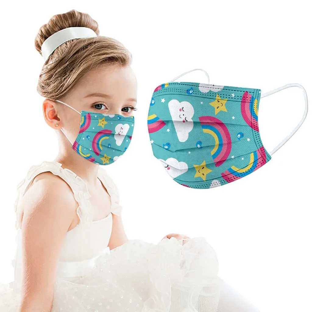 

50pcs Disposable Face Masks Lanyard For Kids Children's Mask Disposable Face Mask Industrial 3ply Ear Loop Máscara #Q