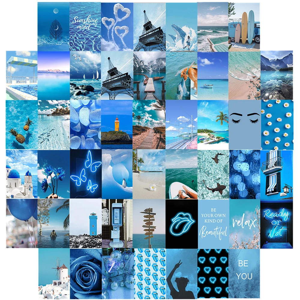 50 шт. синий тематический Красивый Океан пляж розы Картина настенный коллаж