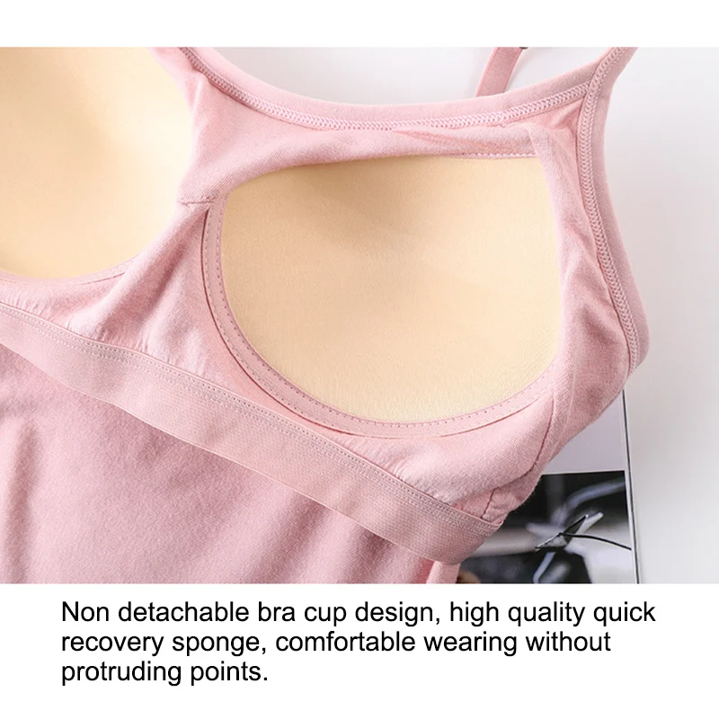 

Newly Women Stretch Cami with Built-in Shelf Bra Wireless Padded Camisole with Adjustable Straps 19ing