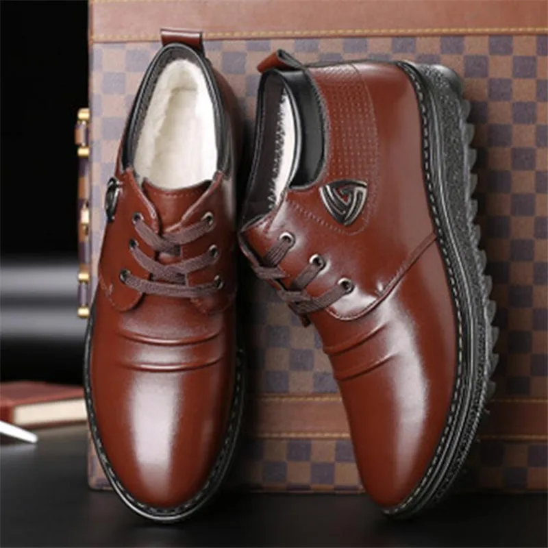 

Ботильоны мужские зимние из натуральной кожи, на толстой бархатной подкладке