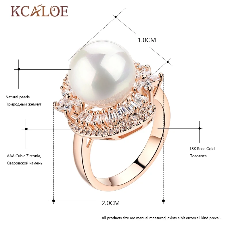 Женское кольцо с цирконом KCALOE роскошное белым кристаллом из кубического