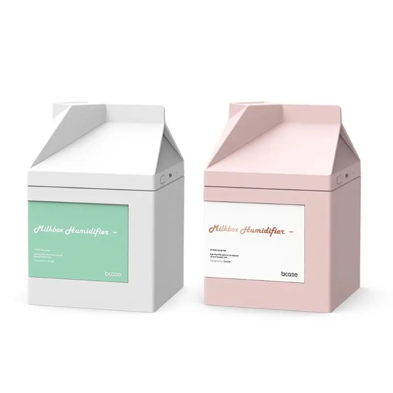 

USB Cold Mist humidifier, Creative Milk Box humidifier for Bedroom, Office, Baby