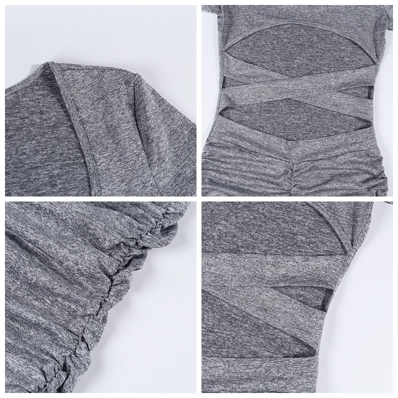 

Sexy Hollow Women Dresses Shorts Sleeve Bodycon Dress Women Lace Up Woman Summer Dress High Waist Dresses