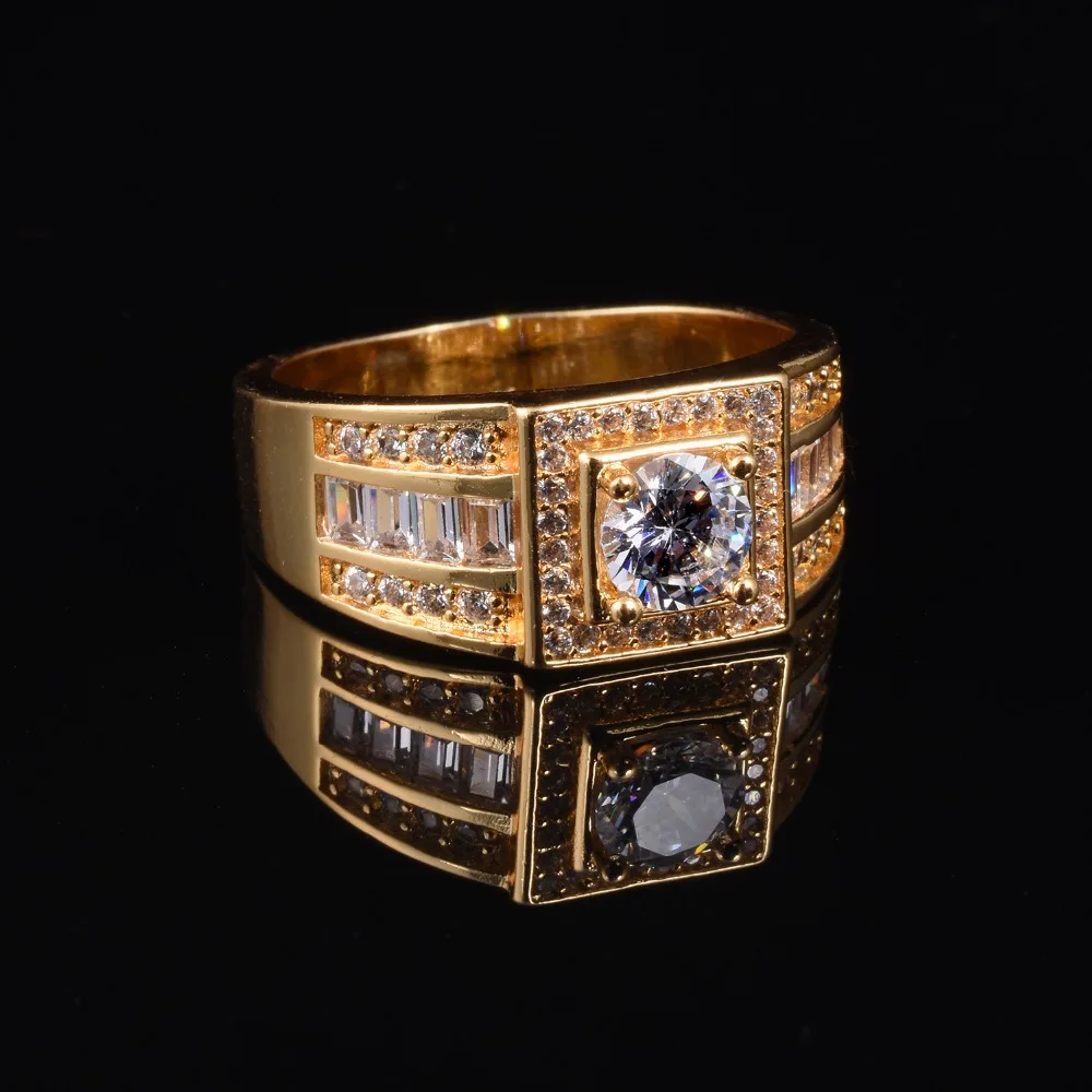 Мужское кольцо из серебра 925 пробы с имитацией бриллианта|jewelry wedding rings|diamond