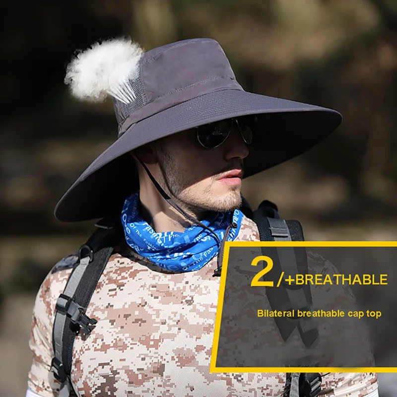 

Outdoor Bucket Hat Lightweight Quick Drying Breathable Sunshade Outdoor Climbing Fisherman Cap With Chin String