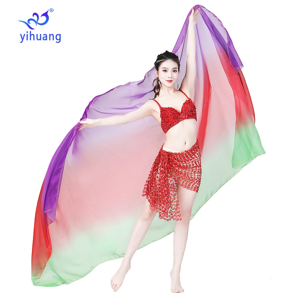 

Women Belly Dancing Veil Scarf Belly Dance Costume Halloween Stage Performance Wear Costumes Accessory Gradient Colors