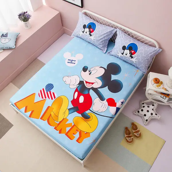 

Disney 100% Cotton Bed Sheet Winnie The Pooh Cartoon Children's Fitted Sheet Mickey Minnie Mouse Twin Queen Full Twin Bed Sheet