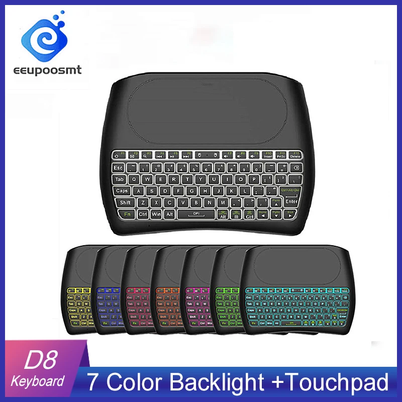 Беспроводная мини клавиатура с подсветкой D8 Pro Plus английская и Русская раскладка