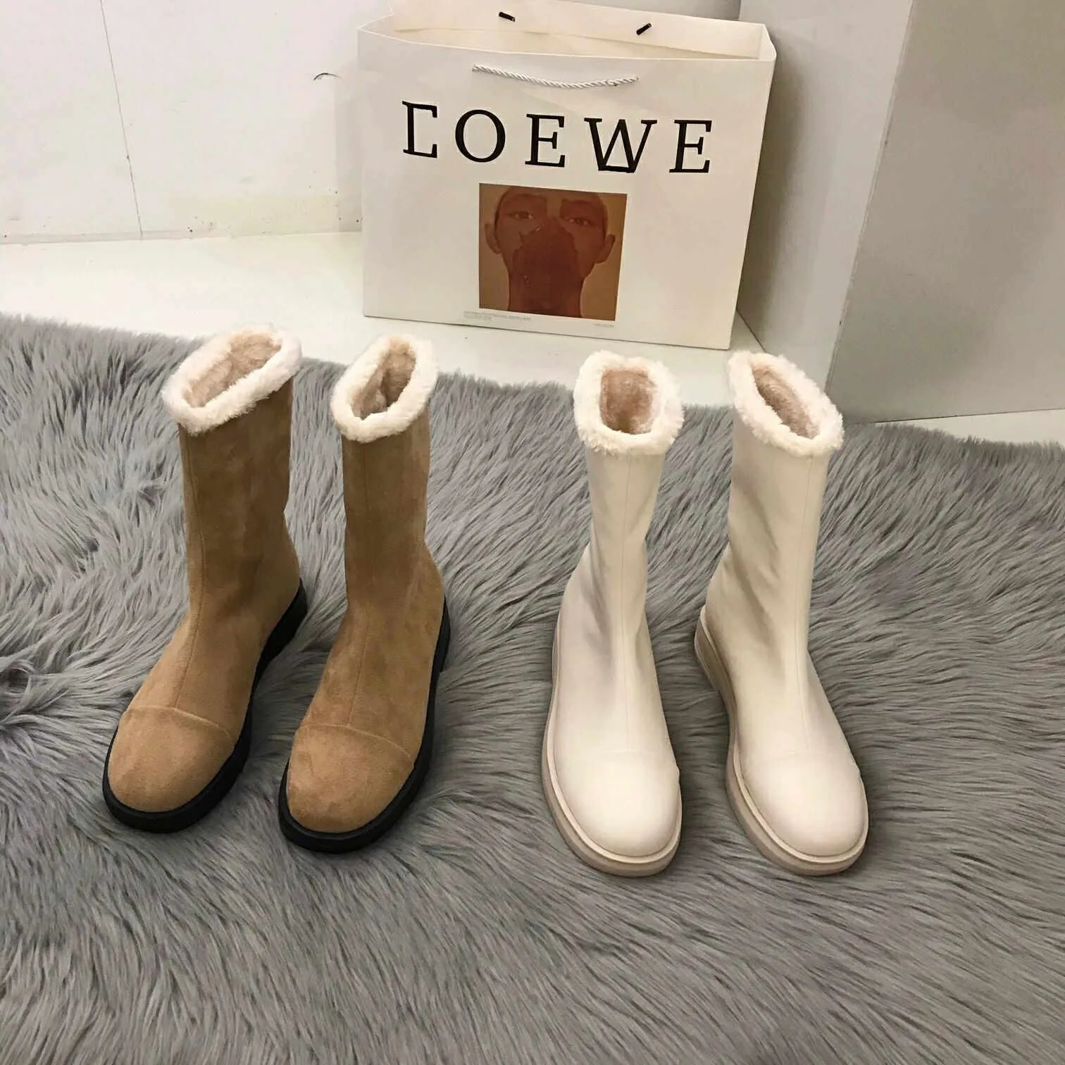 2021 new women's winter boots long plus velvet boots women's high heels fashion wool snow boots women