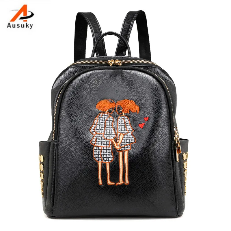 Новый PU вышивка путешествия рюкзак мужская дорожная сумка через плечо компьютер