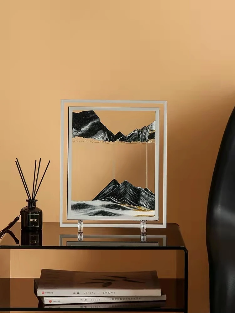 Imagen de Arte de arena m&oacute;vil de 10 pulgadas, cristal redondo 3D, paisaje de arena de mar profundo, pantalla en movimiento, marco de arena fluida, pintura de arena-5