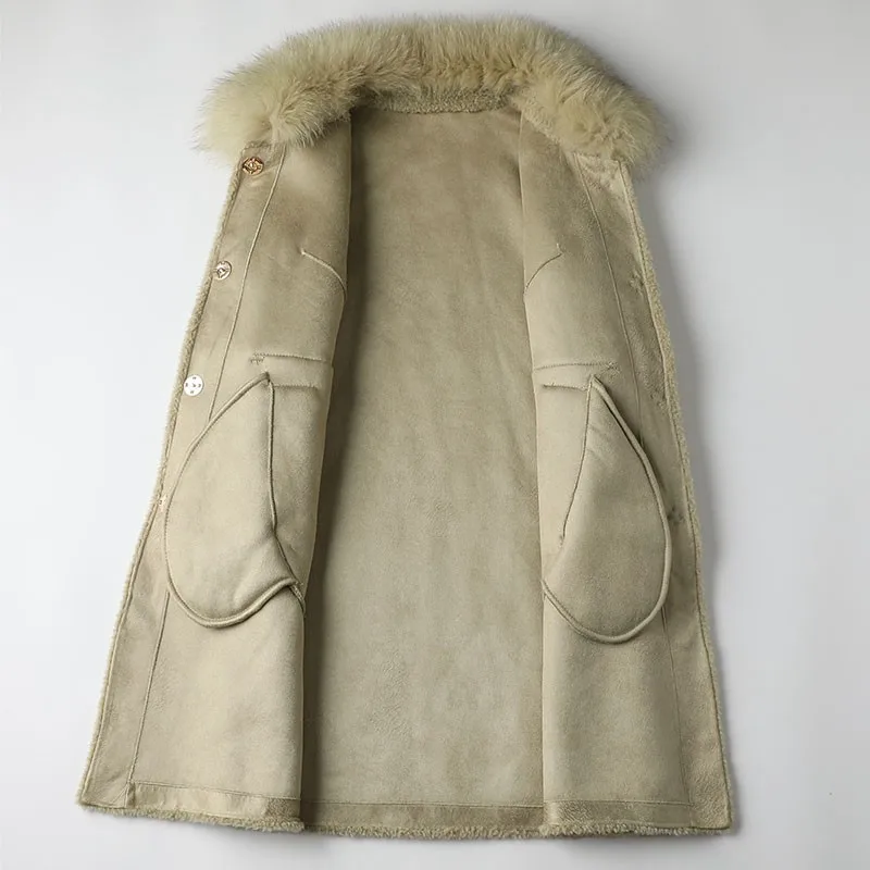 Женское зимнее пальто из смешанной шерсти с лисьим воротником верхняя одежда LF2122