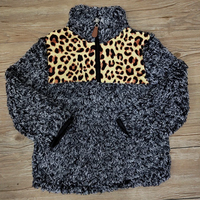 Leopard Cheetach Buffalo Plaid Sherpa Jackets TTS Autumn Winter Fashion Boys and Girls Fleece Velvet Coat Pullover Baby Clothes | Детская