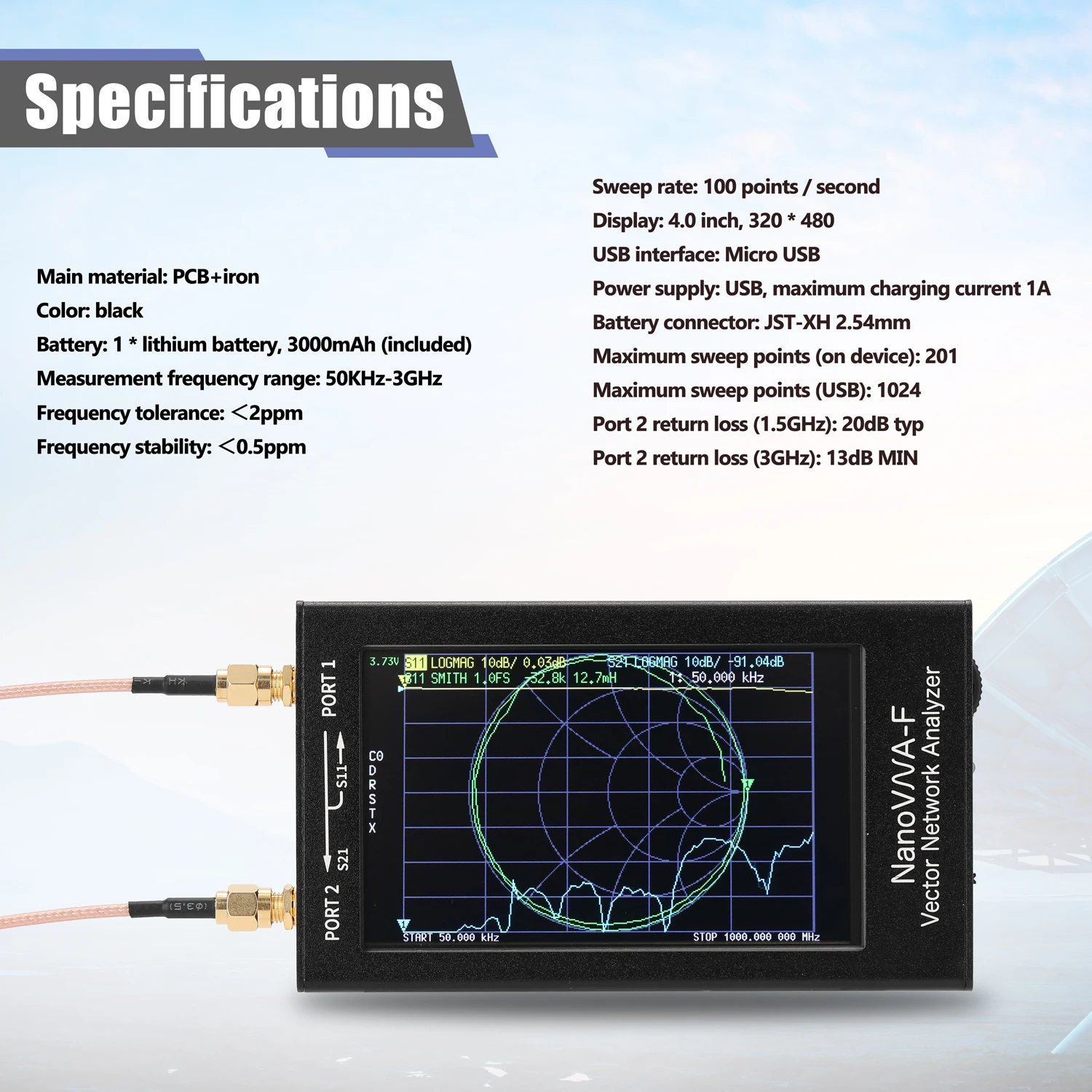 NanoVNA 3G векторный сетевой анализатор SAA 2N V2 антенный коротковолновый HF VHF UHF с