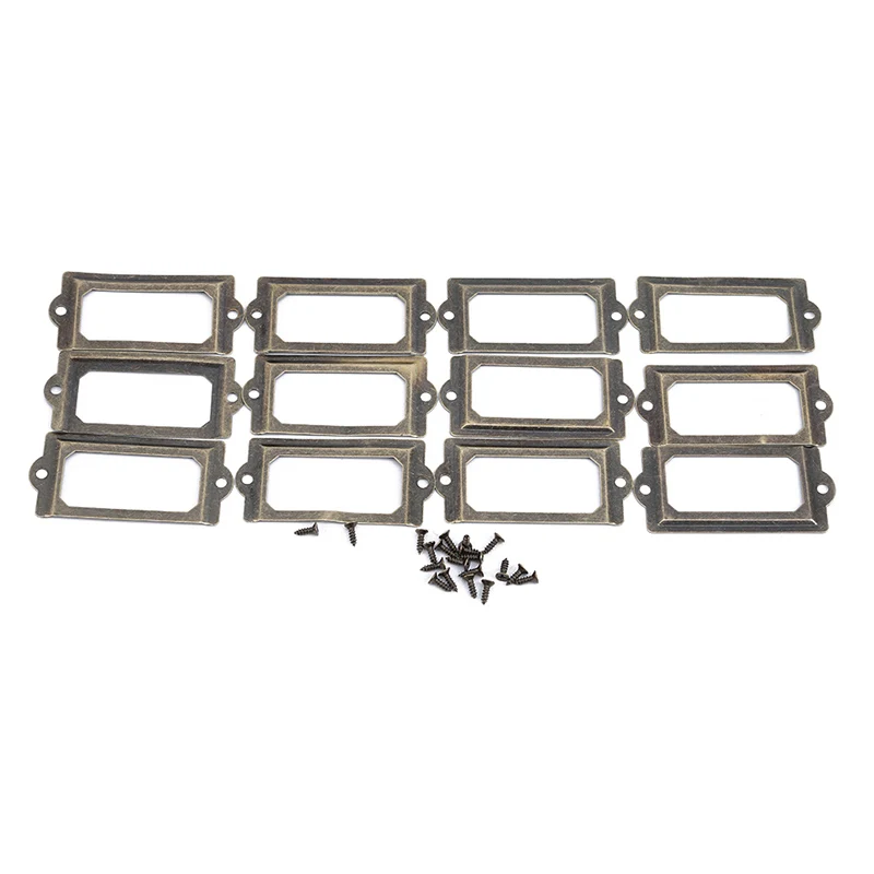 12 шт. металлическая этикетка Потяните рамку Ручка античная латунь файл бизнес