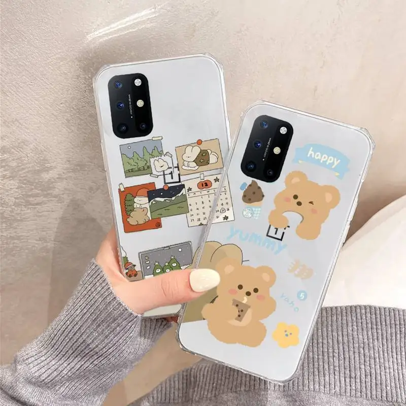 

Bear cute cartoon funny Phone Case Transparent for OnePlus 7 9 8 t pro