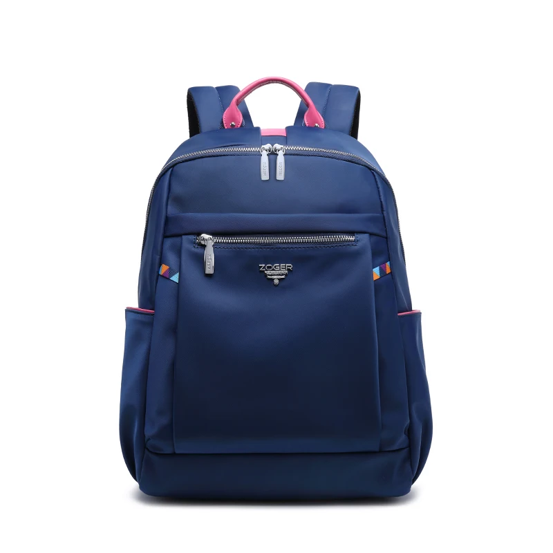 ZOGER travel shoulder high quality laptop bag Oxford canvas casual lady lightweight large capacity backpack for girls in their 2 - Цвет: blue