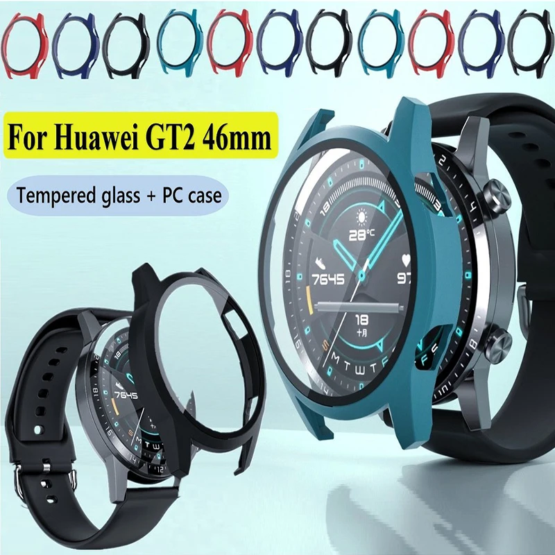Glass+Case for Huawei Watch GT 2-2e 46mm/42mm Accessories Full Coverage Bumper Tempered Screen Protector huawei gt2e gt2 Cover