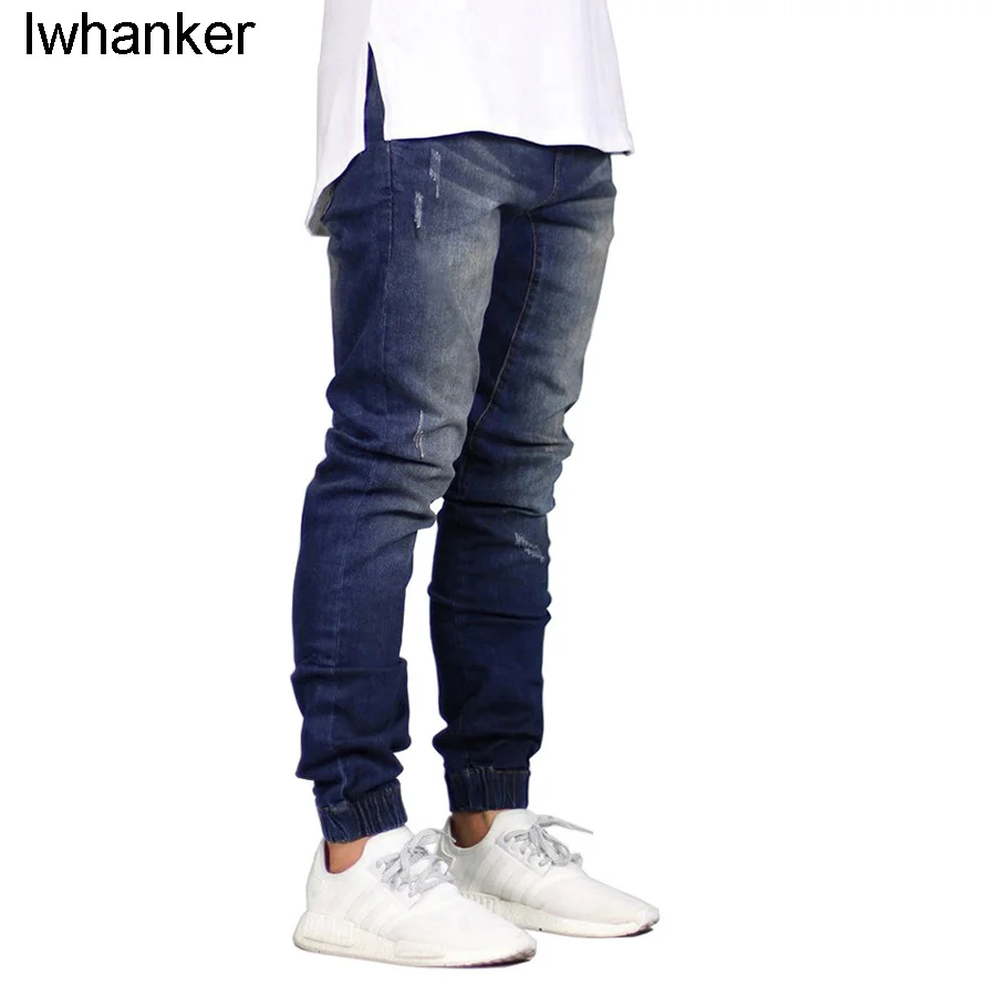 

Темные мужские джинсы, трендовые эластичные штаны, джоггеры, мужские джинсы