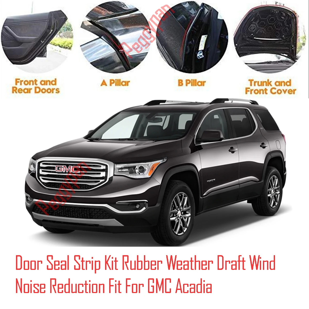 Door Seal Strip Kit Self Adhesive Window Engine Cover Soundproof Rubber Weather Draft Wind Noise Reduction Fit For GMC Acadia