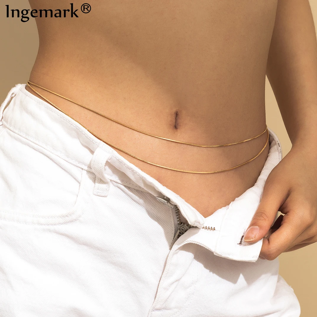 Женский многослойный пляжный пояс цепочка на талию металлическая тело