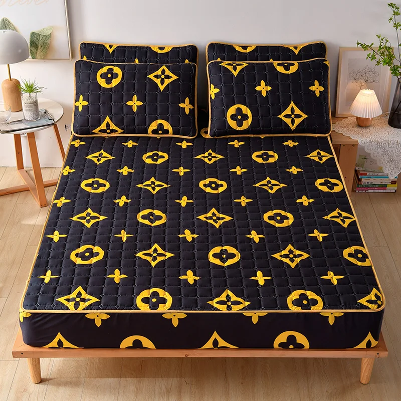 Хлопковый утолщенный стеганый чехол для матраса антибактериальный протектор