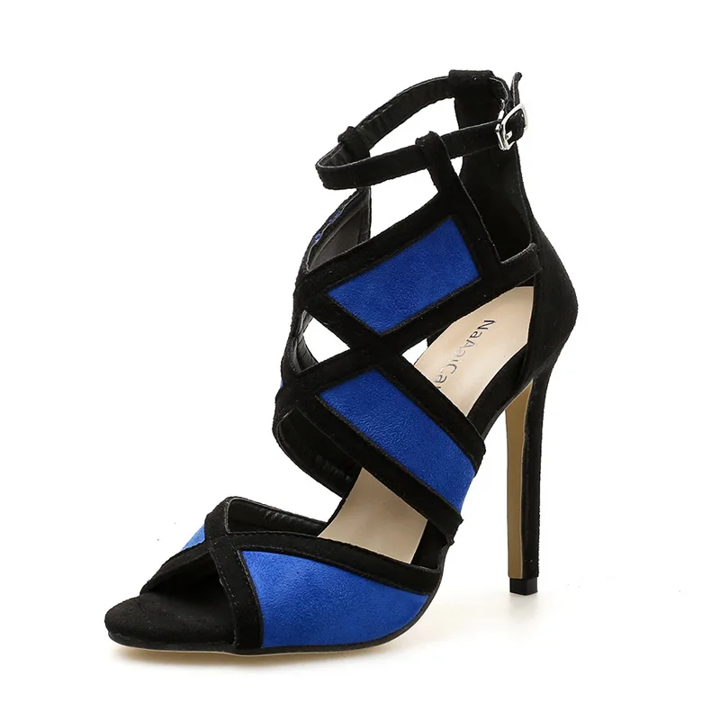 

New color matching high heel suede fish mouth sandals in spring 2020