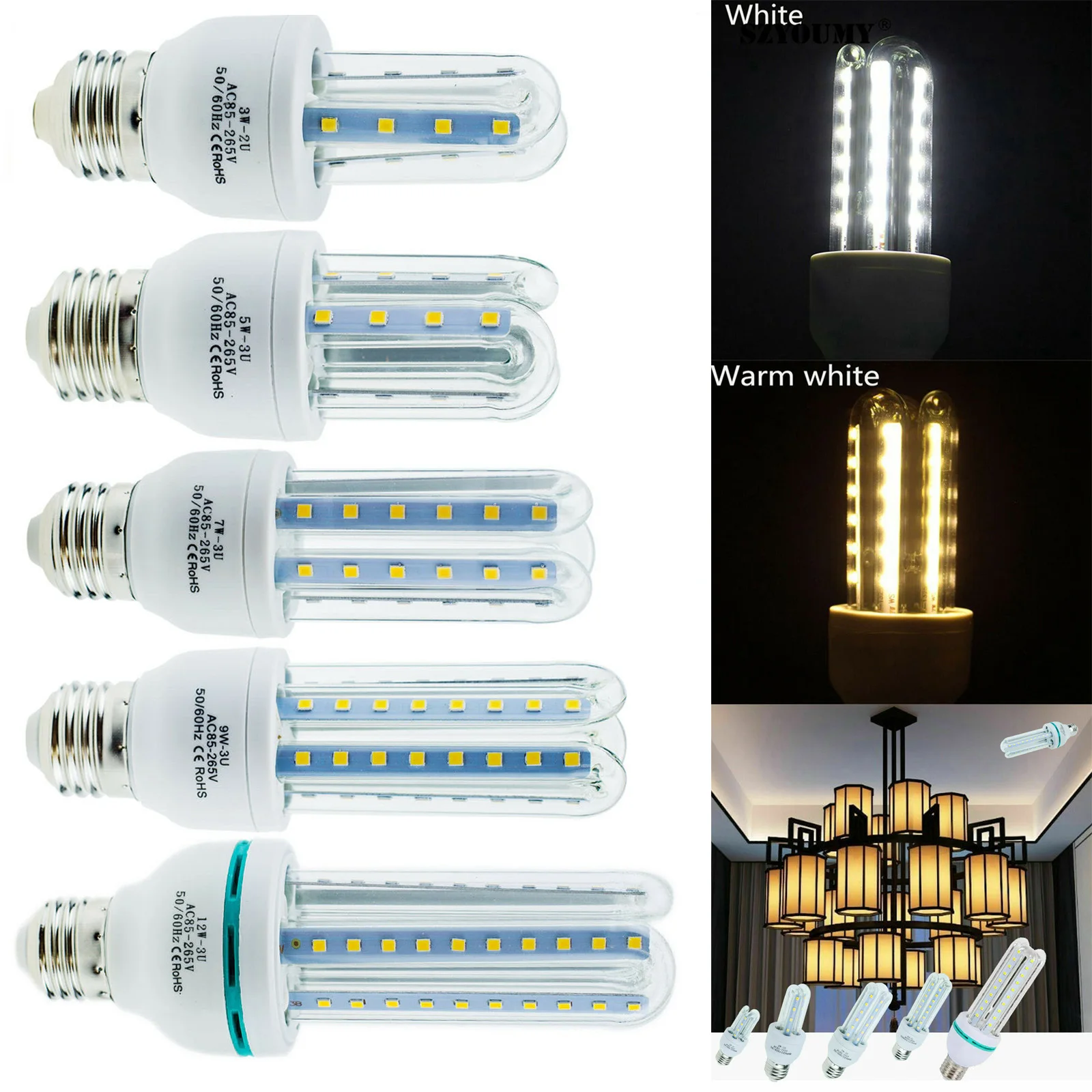 LED Corn Bulb Energy Saving E27 12W 9W 7W 5W 3W SMD 2835 Light White Home Lamp Cool/Warm White 85-265V
LED Corn Bulb Energy Saving E27 12W 9W 7W 5W 3W SMD 2835 Light White Home Lamp Cool/Warm White 85-265V