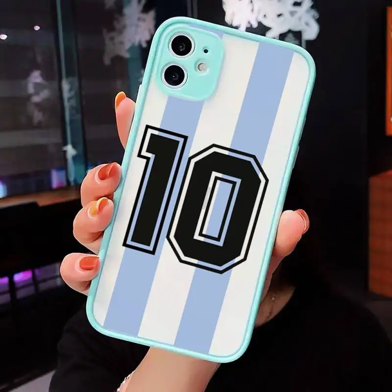 

caetoon Maradona Phone Cases Matte transparent For blue iPhone 12 Mini 11 Pro XR XS Max 7 8 Plus X Back Cover