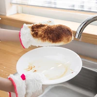 1pc bamboo fiber dishwashing gloves household non oily artifact scrubbing rag kitchen cleaning oil proof waterproof scouring pad