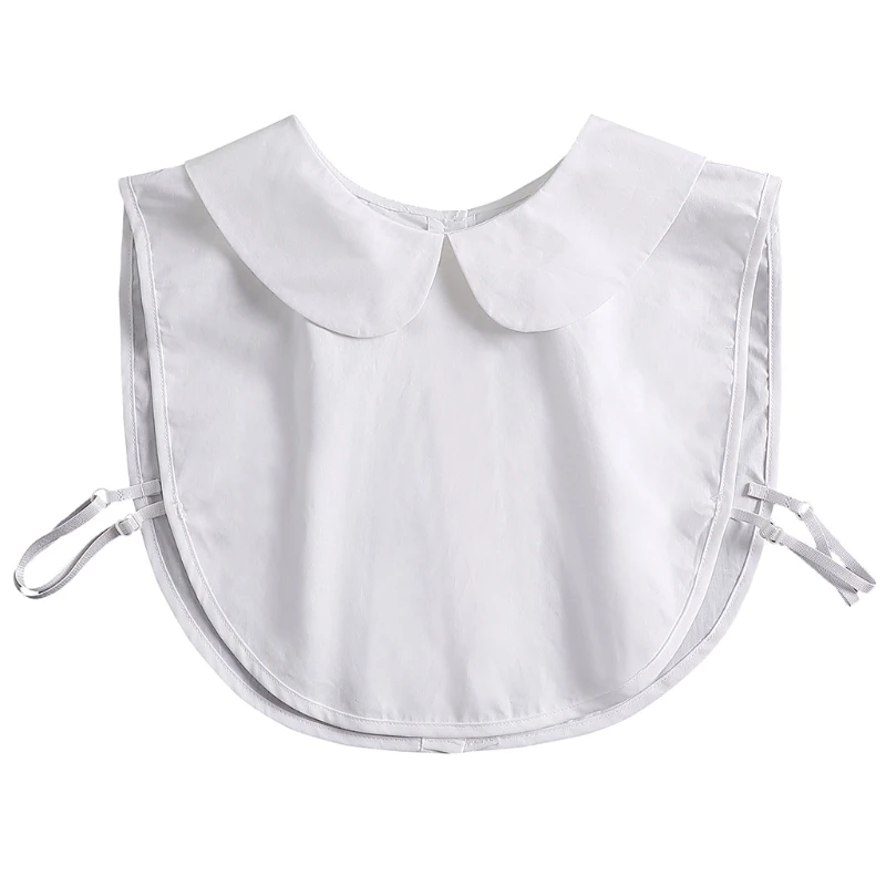

Women Casual White Rounded Lapel Half Shirt Detachable Dickey Blouse Two Sides Wearable Button Down False Collar for Sweater