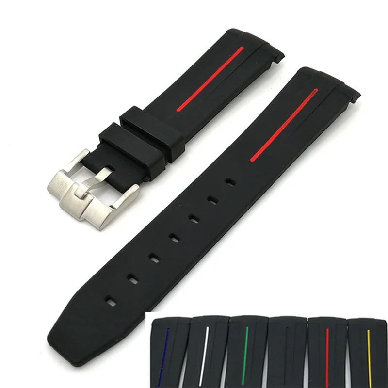 

Men's rubber strap 20mm pin buckle watch accessories for Rolex GMT ghost king Ancon waterproof silicone strap women band