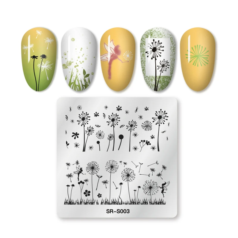 Квадратный шаблон для стемпинга нейл-арта растения Цветочный узор ногтей